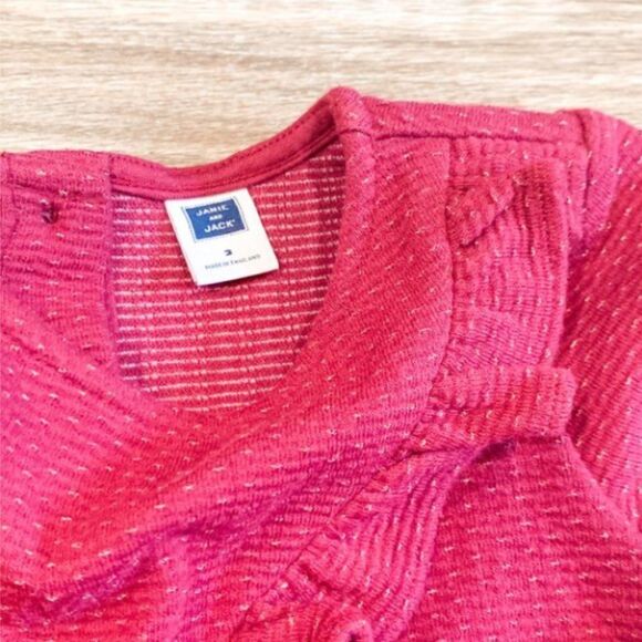Janie & Jack Cranberry Shimmer Dress, Size 3 - Picture 3 of 4